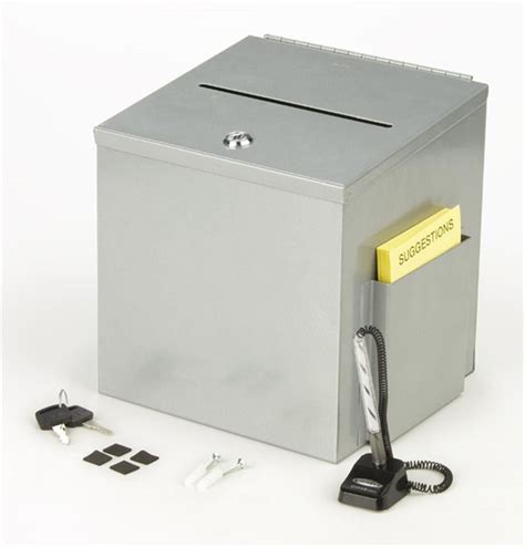 silver metal comment boxes|Metal Suggestion Box, Donation Box with Locking Door and Side .